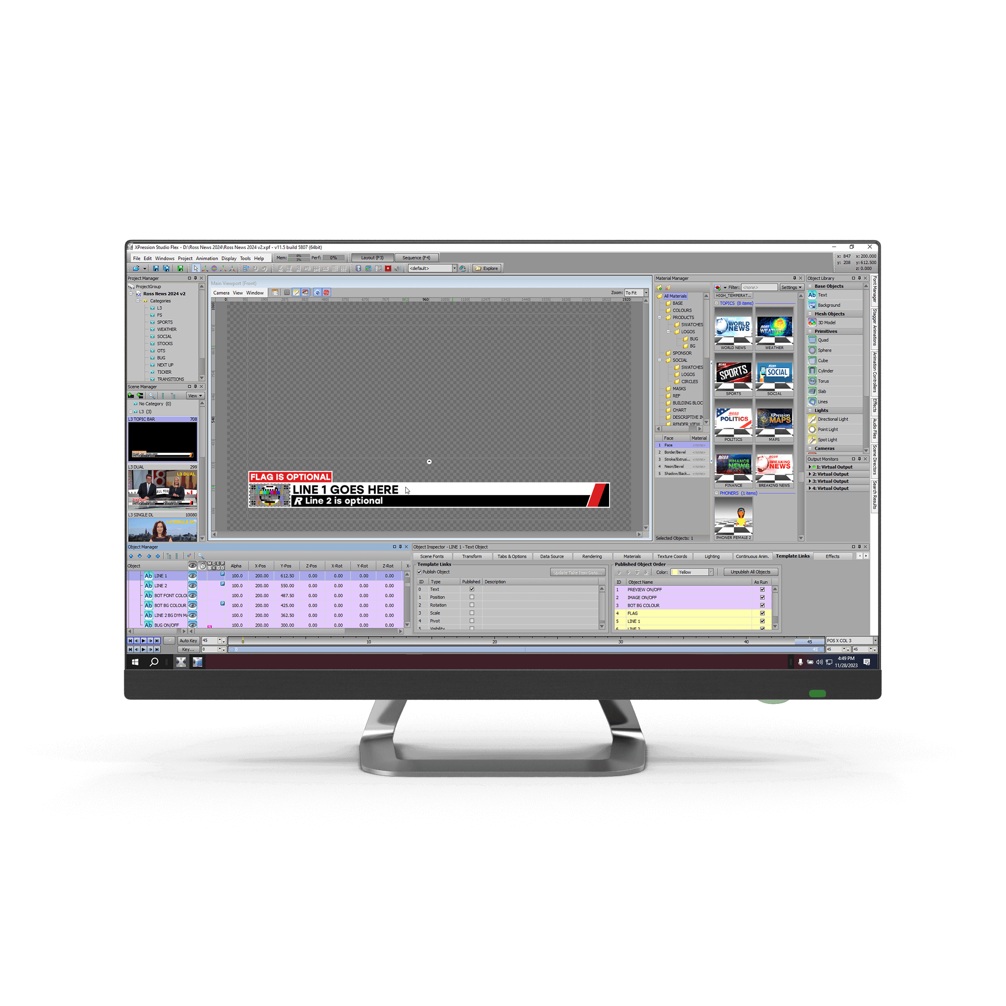 A mockup of XPression-11.5 on a desktop computer